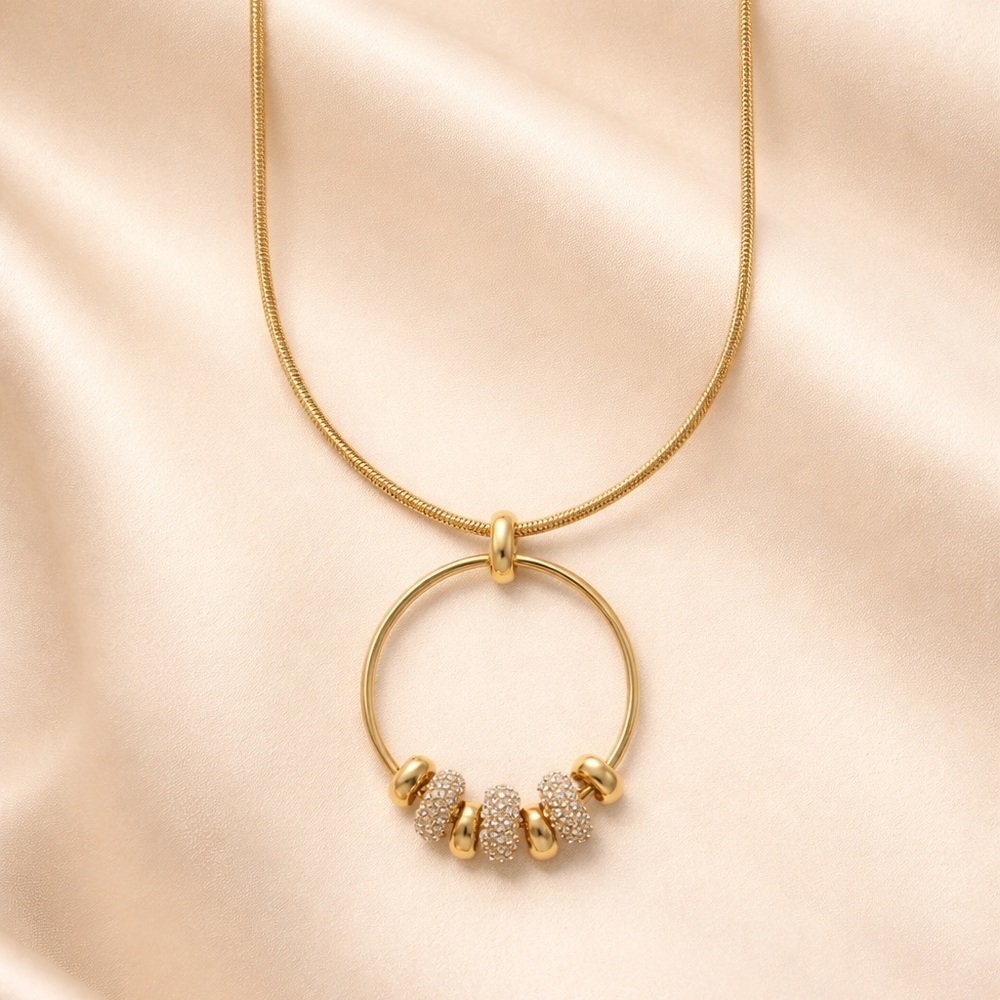 Modern Elegant Gold Necklace with Crystal Accents